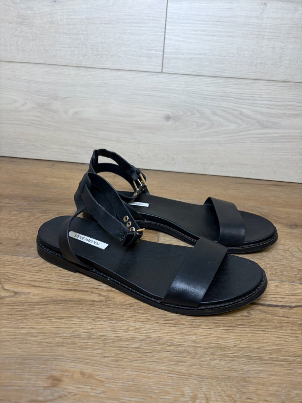 Steve Madden DANDI Black Leather Flats Loafers Size 9.5